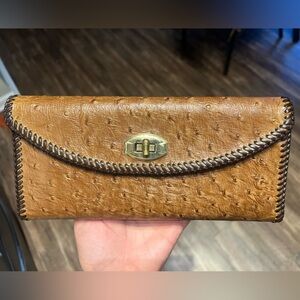 Brown Ostrich Leather Clutch